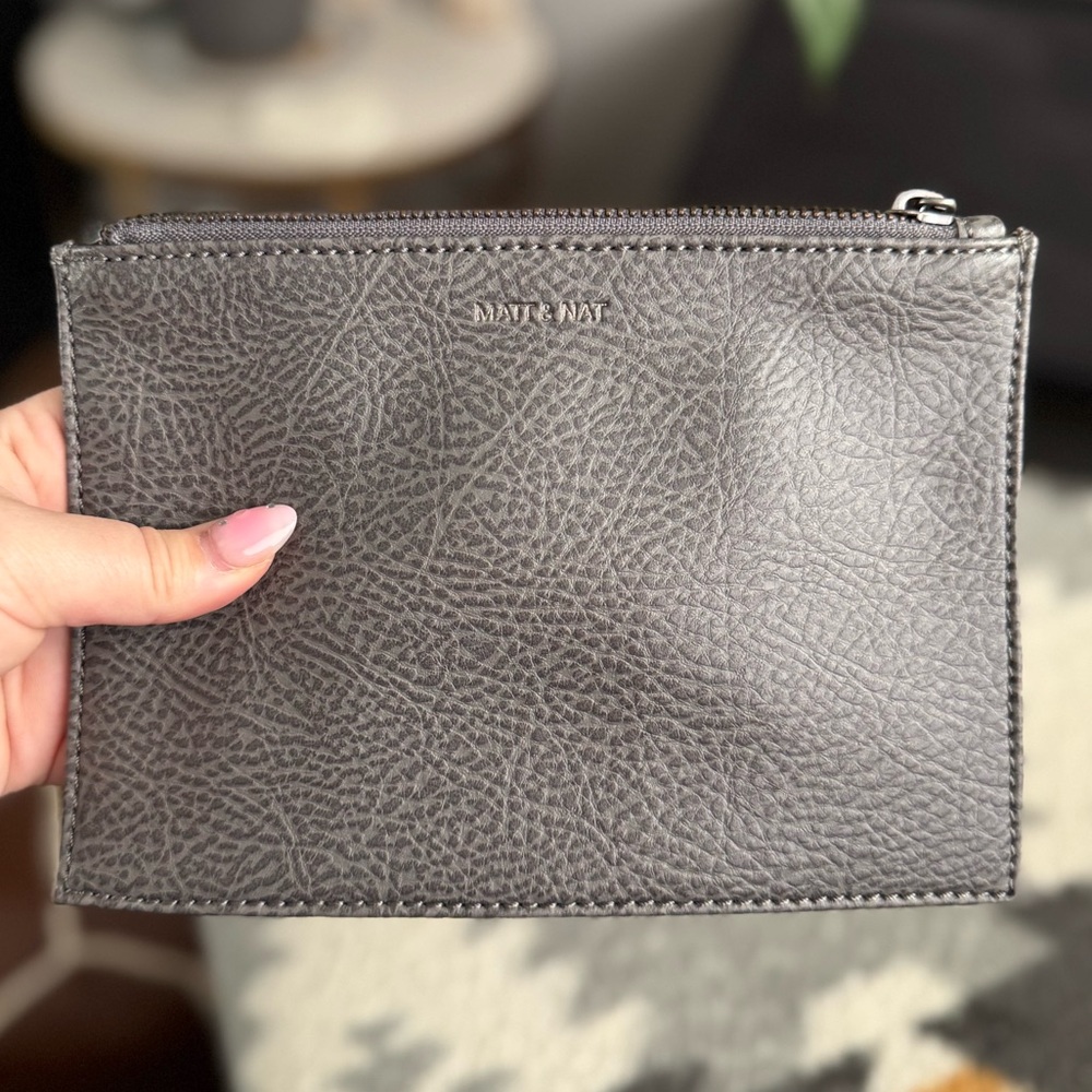 MATT & NAT charcoal gray small zip pouch